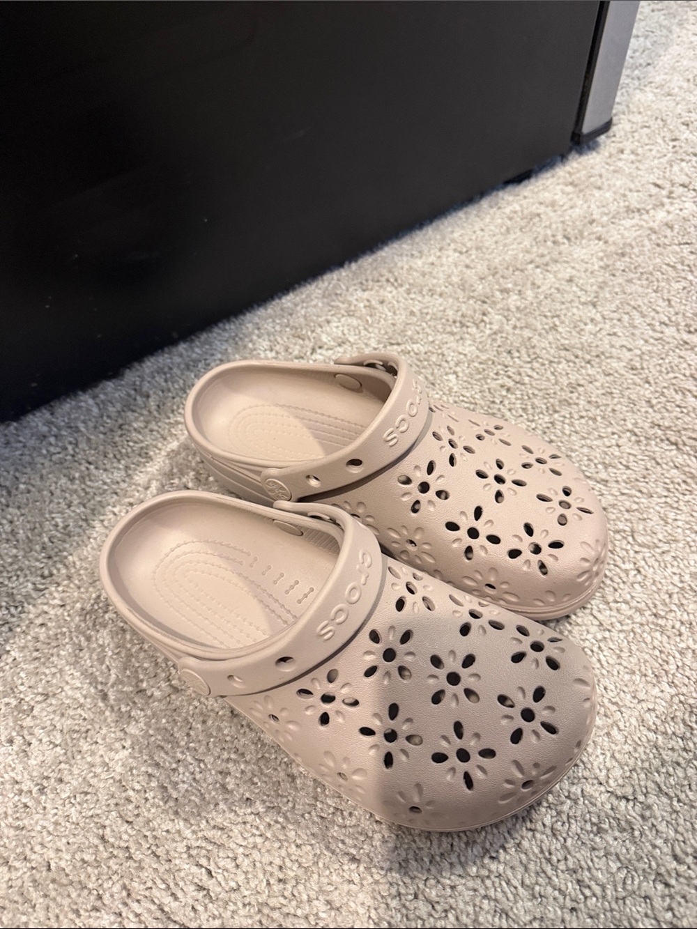 Floral Ventilated Slip-On Clogs - Beige